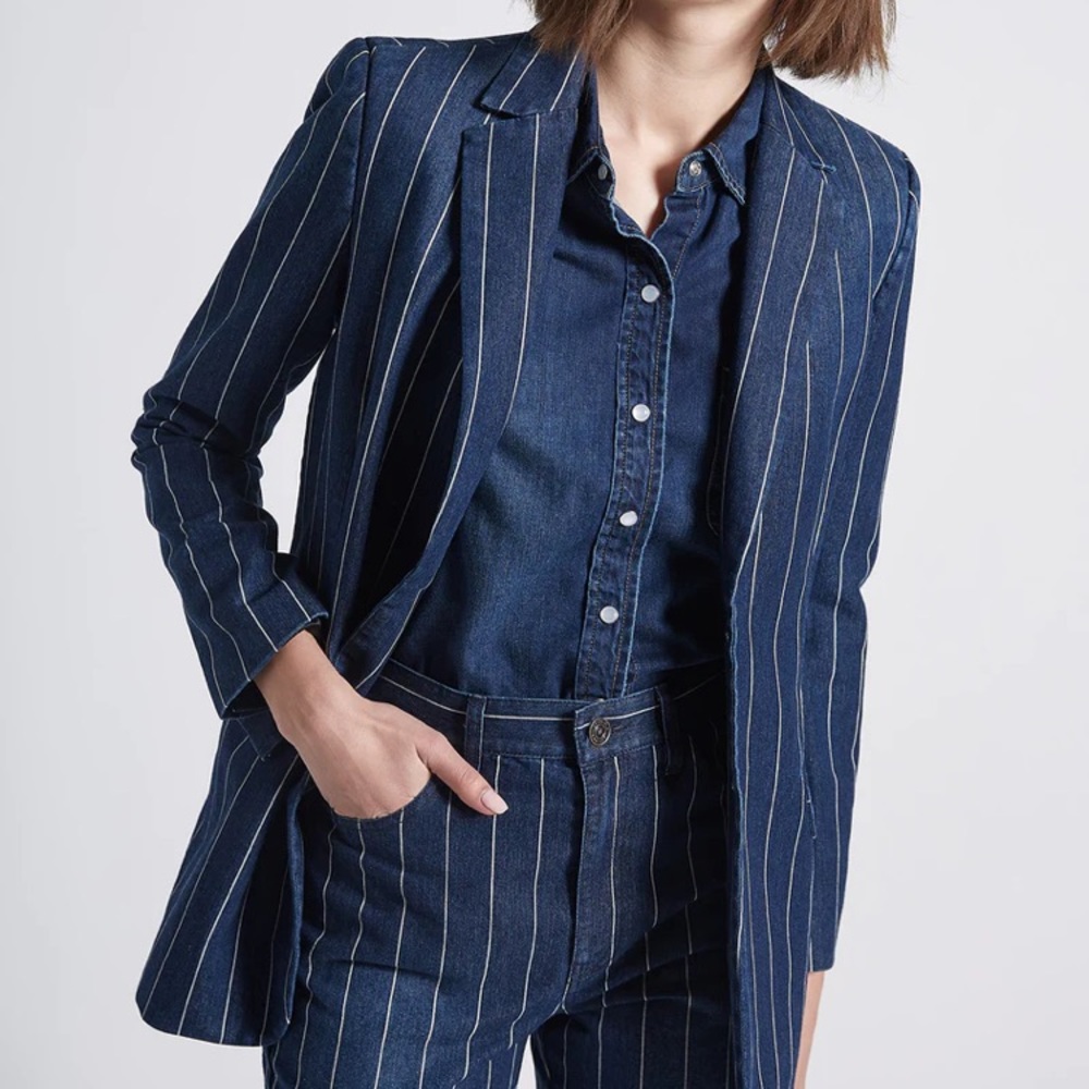 NWT Current Elliott blazer in striped indigo